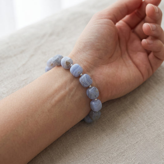 Blue Lace Agate  Bracelet Tumble Beads