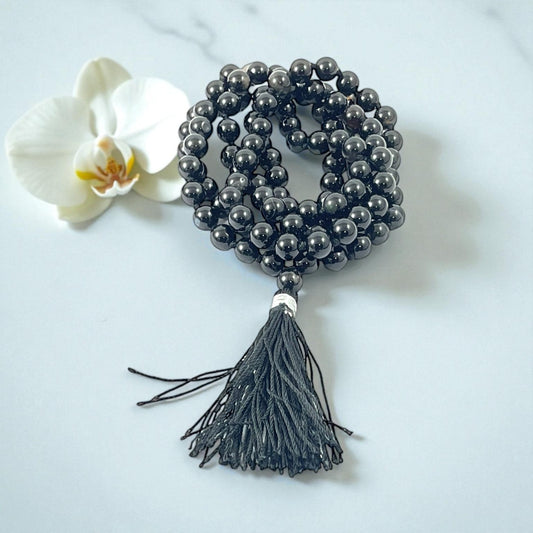 Black Agate Mala (108 beads) 8 mm