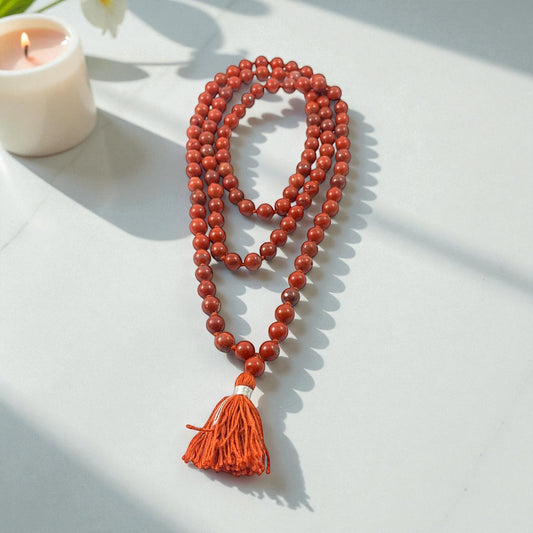 Red jasper Mala (108 beads) 8 mm