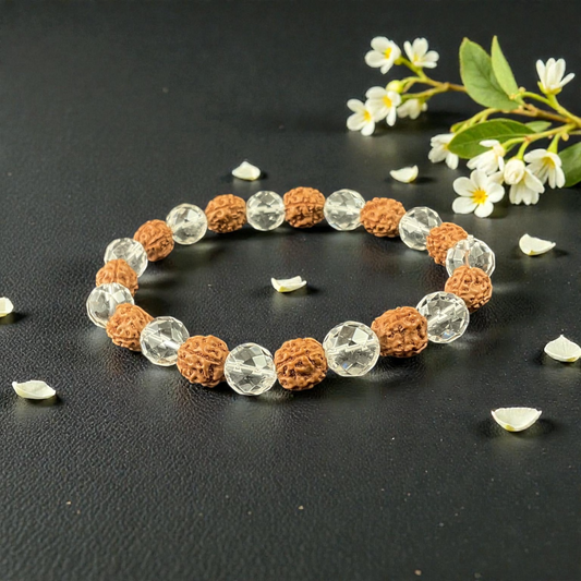 4 Mukhi + Sphatik Rudraksha Bracelet
