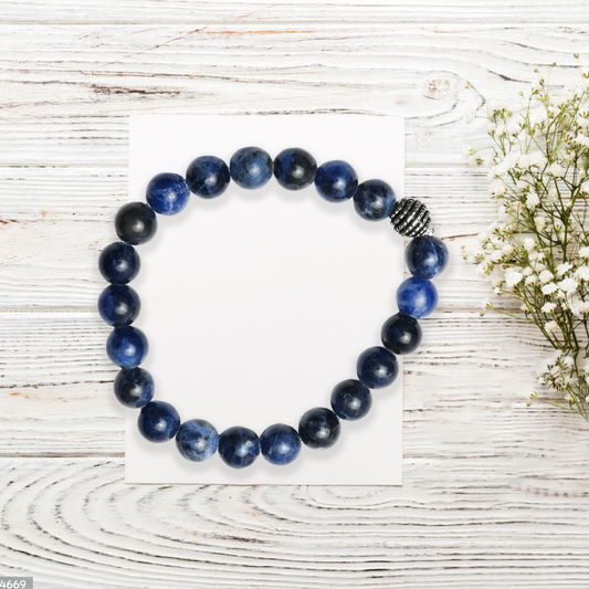 Natural Iolite  Bracelet, Gemstone Bracelet 8mm Beads