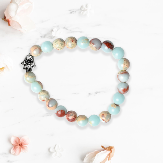 Natural Imperial Jasper Bracelet, Gemstone Bracelet 8mm Beads