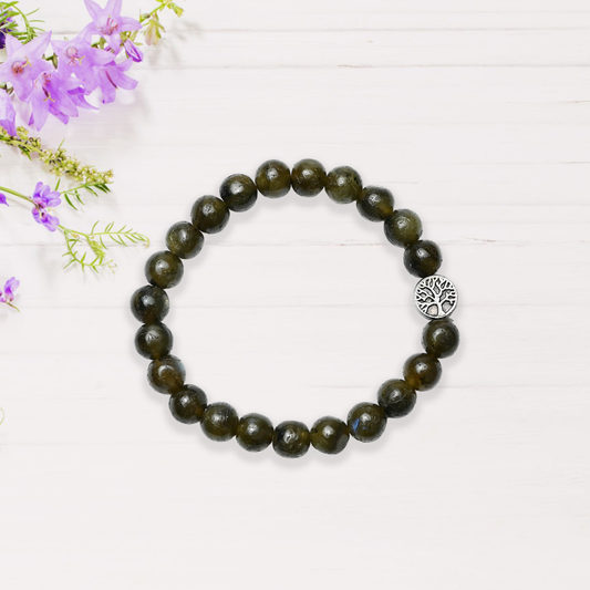 Natural Labradolite  Bracelet, Gemstone Bracelet 8mm Beads