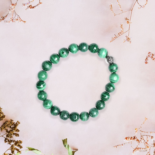 Natural Melachite Bracelet, Gemstone Bracelet 8mm Beads