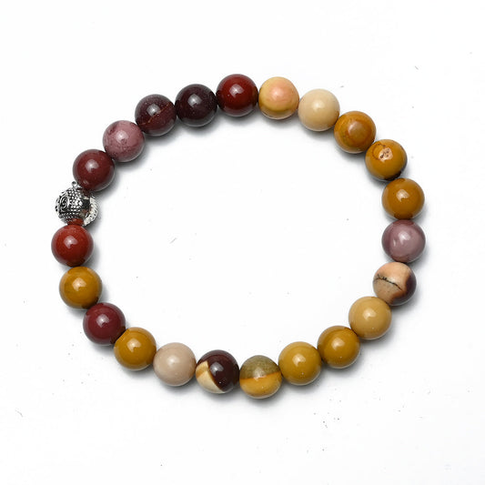 Natural Mookaite Jasper Bracelet, Gemstone Bracelet 8mm Beads