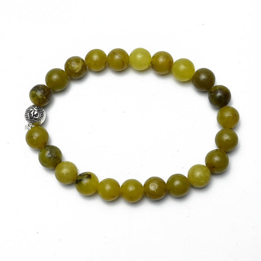 Natural Nephrite Jade Bracelet, Gemstone Bracelet 8mm Beads