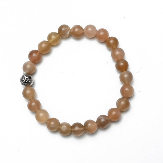 Natural Peach Moonstone Bracelet, Gemstone Bracelet 8mm Beads