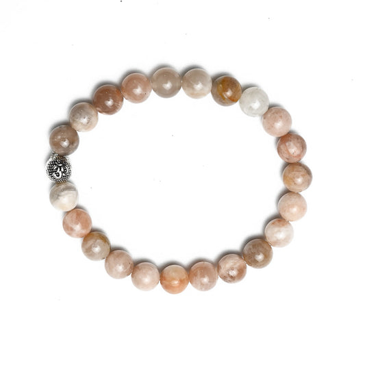 Natural Pink Moonstone Bracelet, Gemstone Bracelet 8mm Beads