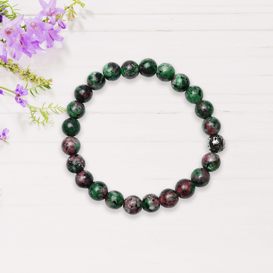 Natural Ruby Zoisite  Bracelet, Gemstone Bracelet 8mm Beads