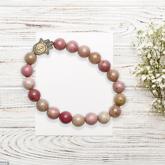 Natural Rhodochrosite  Bracelet, Gemstone Bracelet 8mm Beads