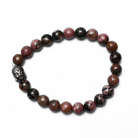 Natural Rodonite Bracelet, Gemstone Bracelet 8mm Beads