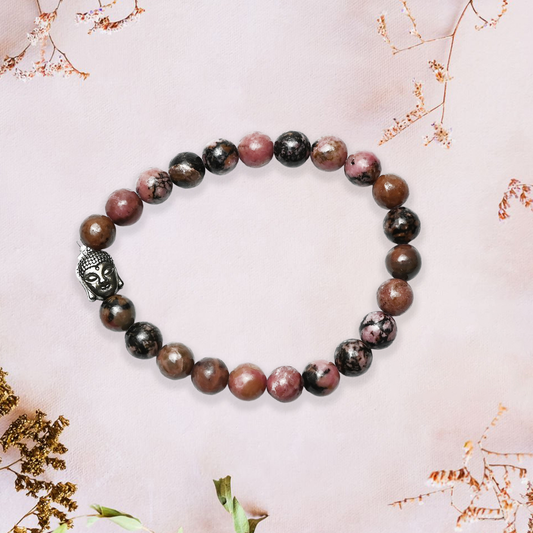 Natural Rodonite Bracelet, Gemstone Bracelet 8mm Beads