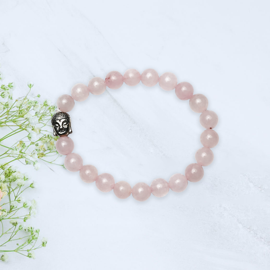 Natural Rose Quartz  Bracelet, Gemstone Bracelet 8mm Beads