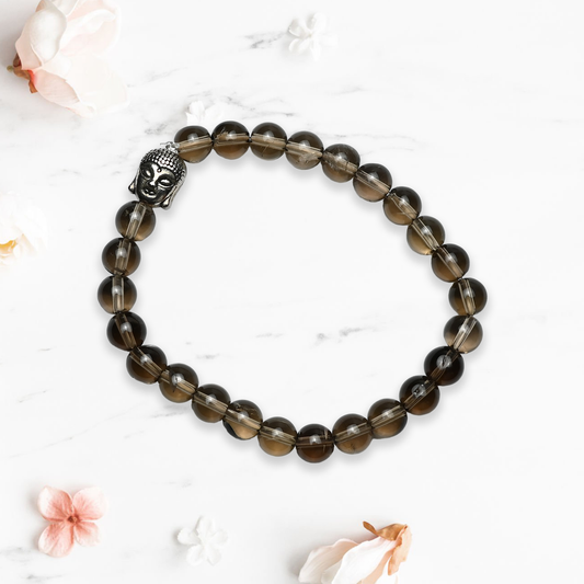 Natural Smoky Quartz  Bracelet, Gemstone Bracelet 8mm Beads