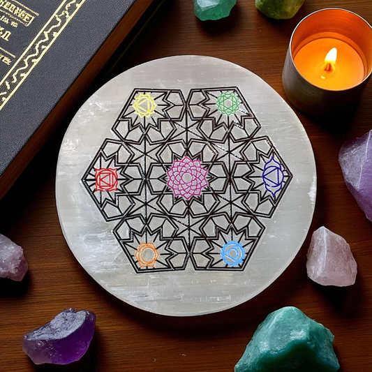 Selenite Round Charging Plate