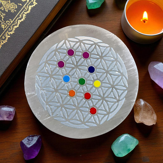 Selenite Round Charging Plate