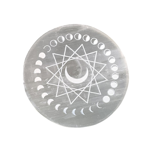 Selenite Round Charging Plate