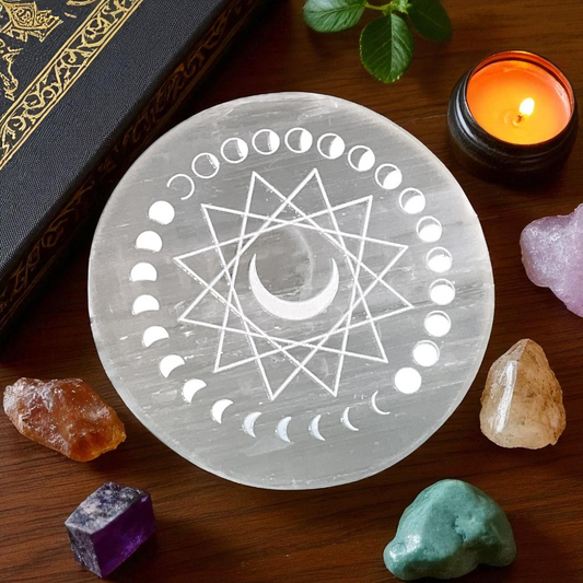 Selenite Round Charging Plate