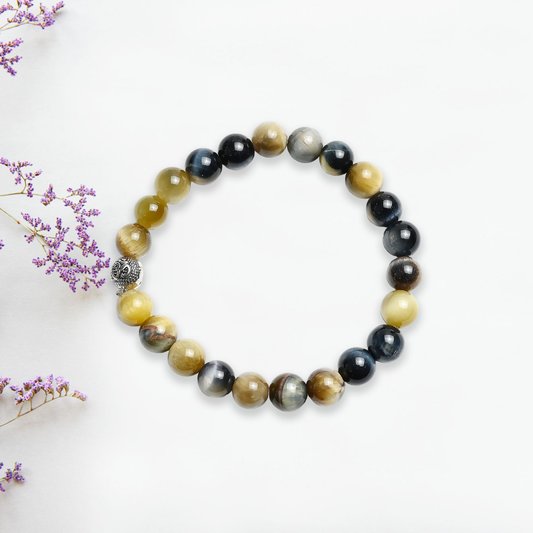 Natural Star Tiger Eye Bracelet, Gemstone Bracelet 8mm Beads