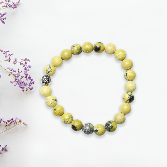 Natural Serpentine  Bracelet, Gemstone Bracelet 8mm Beads