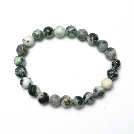 Natural Moosagate  Bracelet, Gemstone Bracelet 8mm Beads