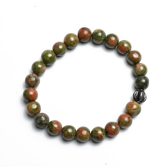 Natural Unakite  Bracelet, Gemstone Bracelet 8mm Beads