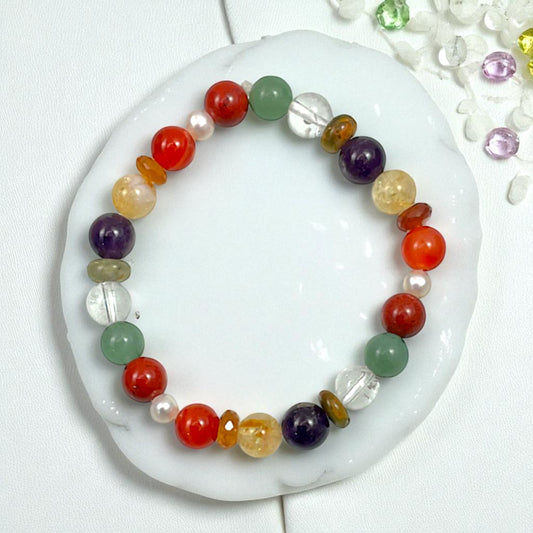 Navratan Bracelet for Luck & Prosperity 8 mm Beads