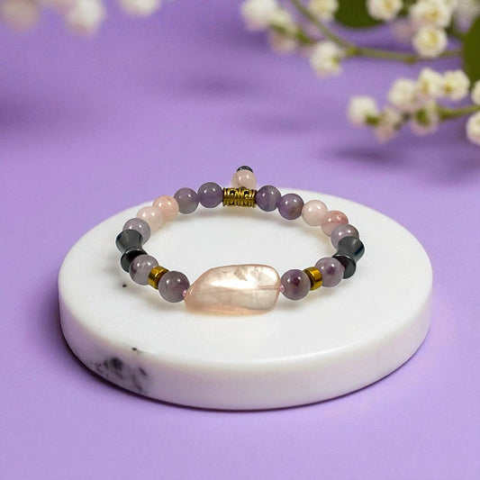Rose Quartz, Amethyst & Hematite Bracelet 8 mm Beads
