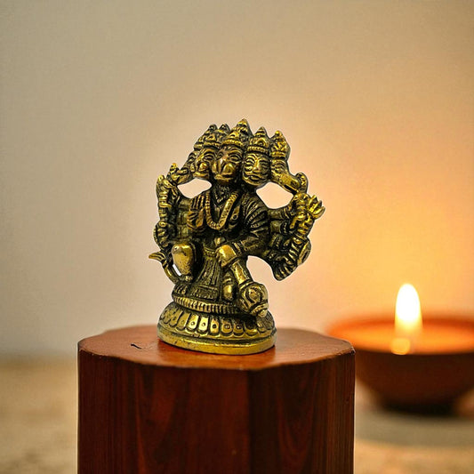 Brass 5 face hanuman ji ( stand )