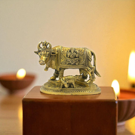 Brass Kamdhenu Cow Calf