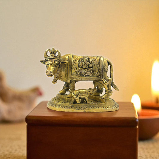 Brass Kamdhenu Cow Calf