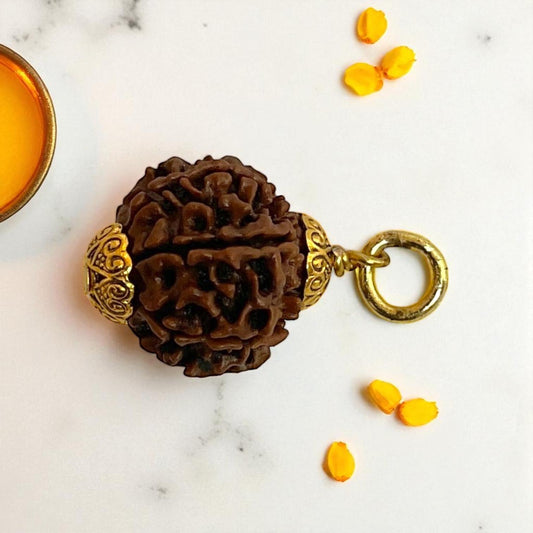 7 Mukhi Rudraksha Gold plated pendant