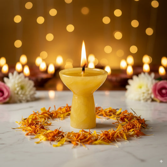 Yellow Aventurine Deepak with stand