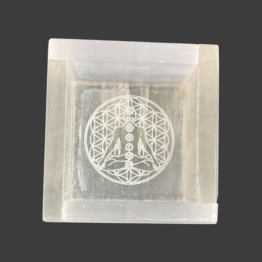 7 Chakra Selenite Crystal Square Tray
