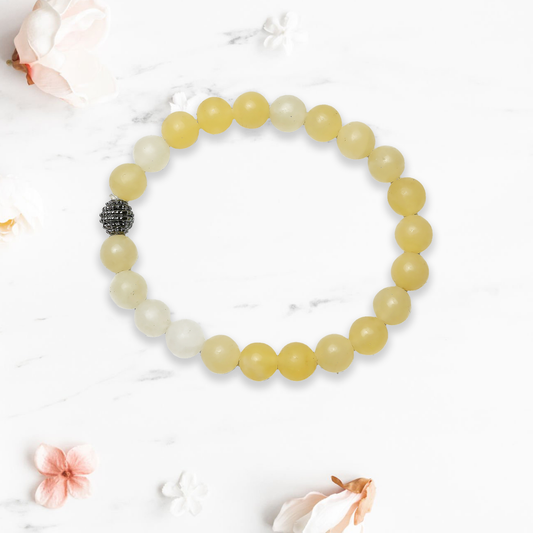 Natural Yellow Calcite  Bracelet, Gemstone Bracelet 8mm Beads