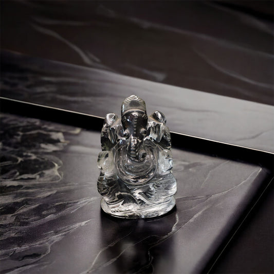 Clear Quarts Crystal Ganesha Idol Showpieces 140-150 Gm Ganesha Statue Figurine for Home D??coration