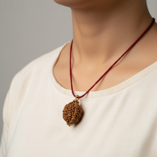 2 Mukhi Rudraksha  Gold-Plated Pendant - A Premium Quality