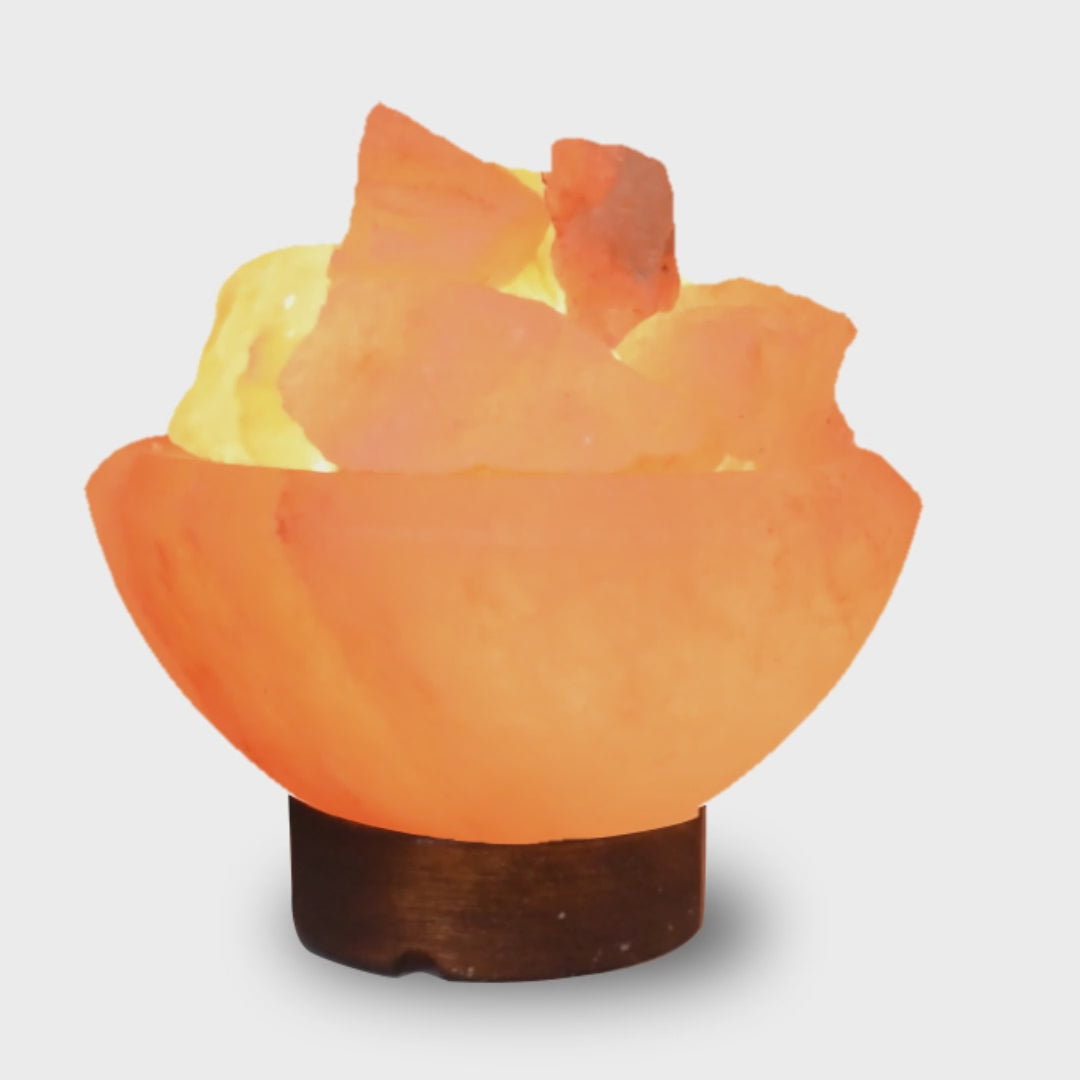 Firebowl Himalayan Rock Salt Lamp with Wooden Base