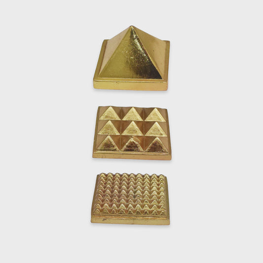 "2 Brass Vastu Pyramid Set for Home, Office & Temple - 100 g (Approx)