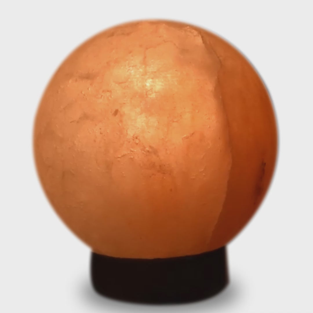 Globe Himalayan Rock Salt Lamp with Wooden Base