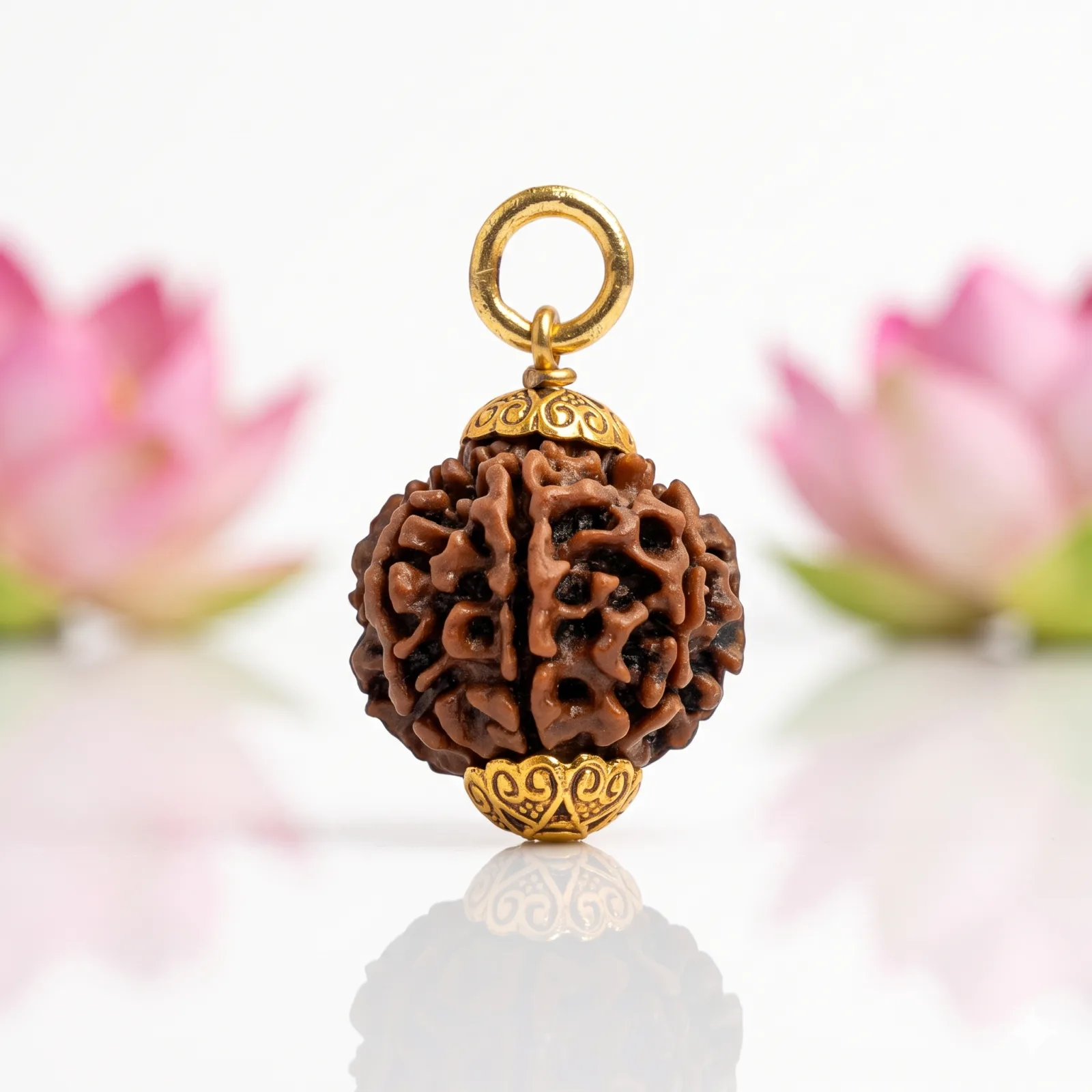 Natural 7 Mukhi Rudraksha Pendant – Gold Plated – Available in A, AA & AAA Quality
