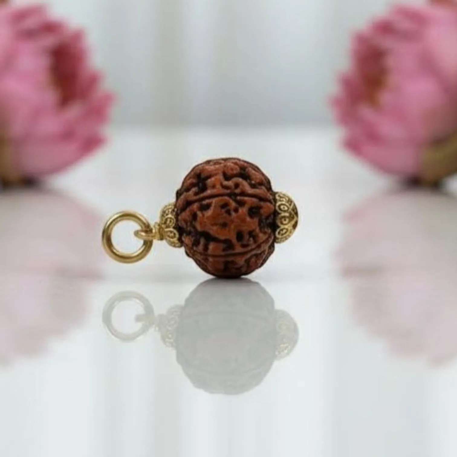 Natural 6 Mukhi Rudraksha Pendant – Gold Plated