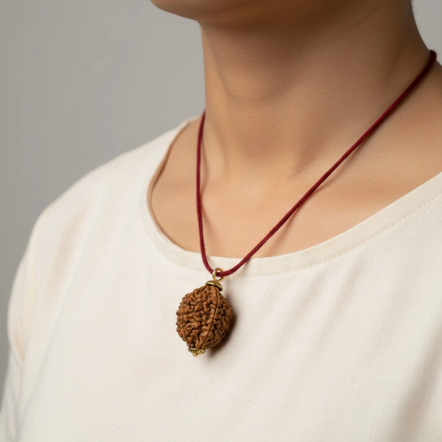  Natural 2 Mukhi Rudraksha Pendant-Gold Plated