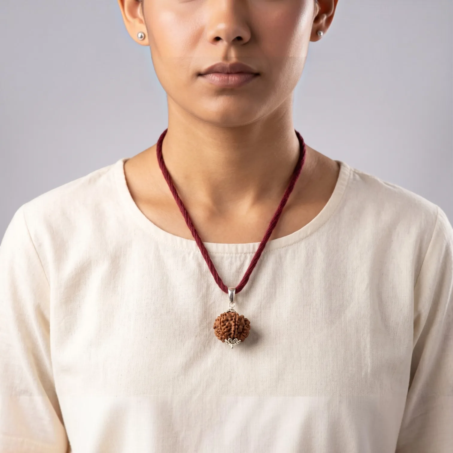 Natural 6 Mukhi Rudraksha GS Pendant