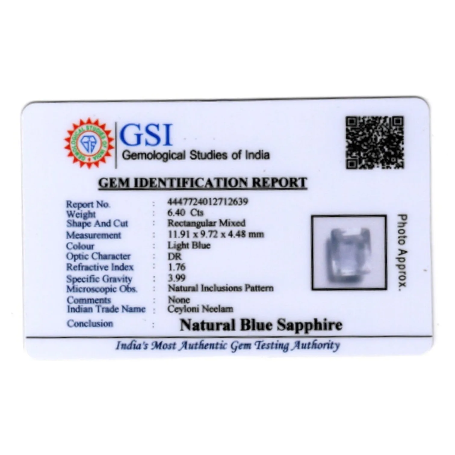 Natural Blue Sapphire   - 6.40 Carat