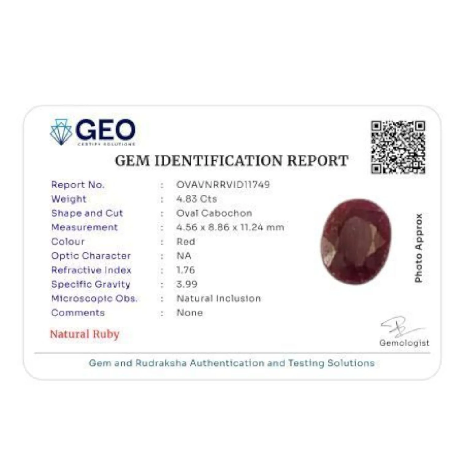 Natural Ruby - 4.83 Carat