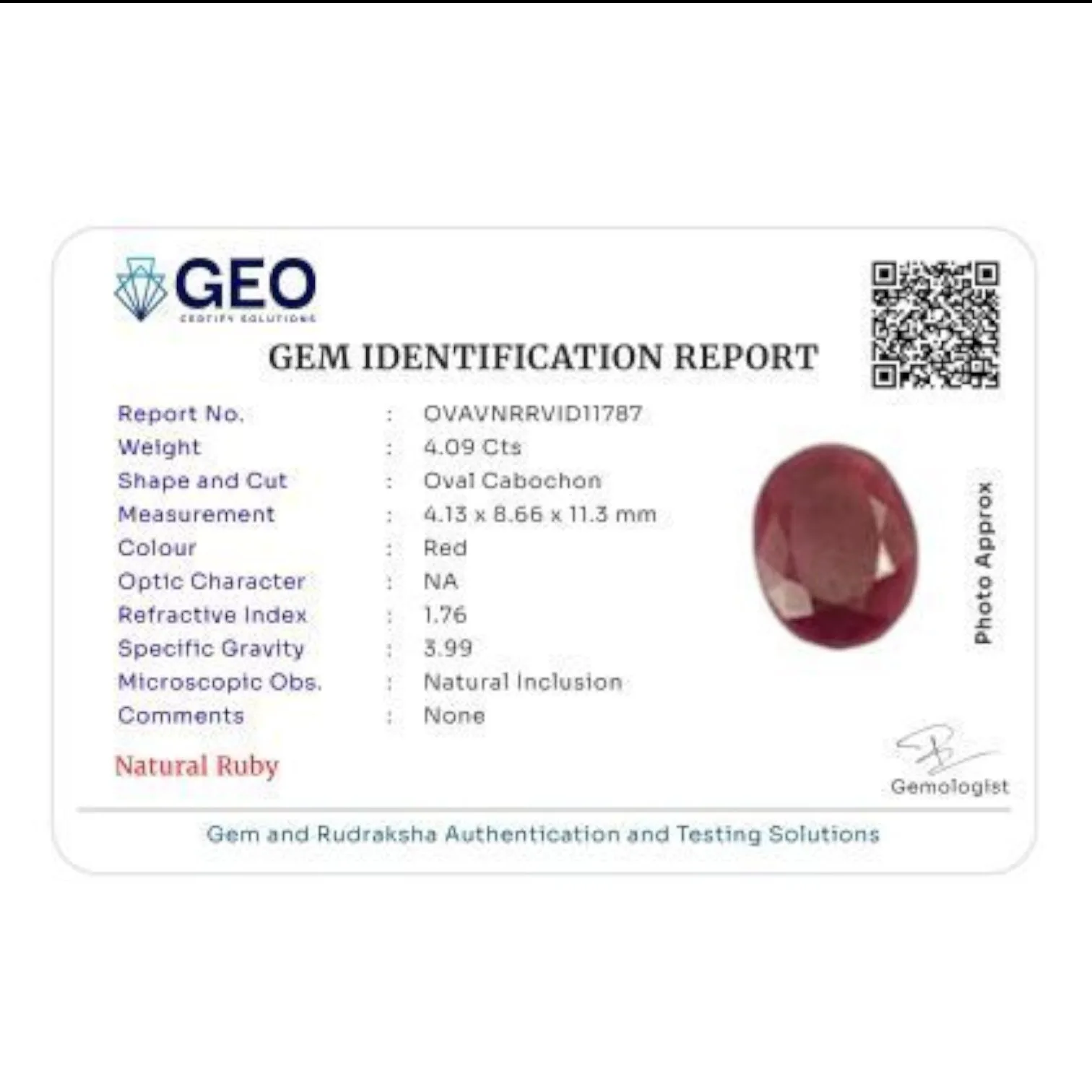 Natural Ruby - 4.09 Carat