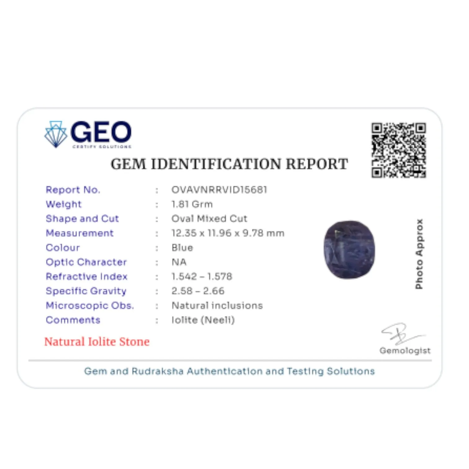 Natural Iolite - 9.05 Carat