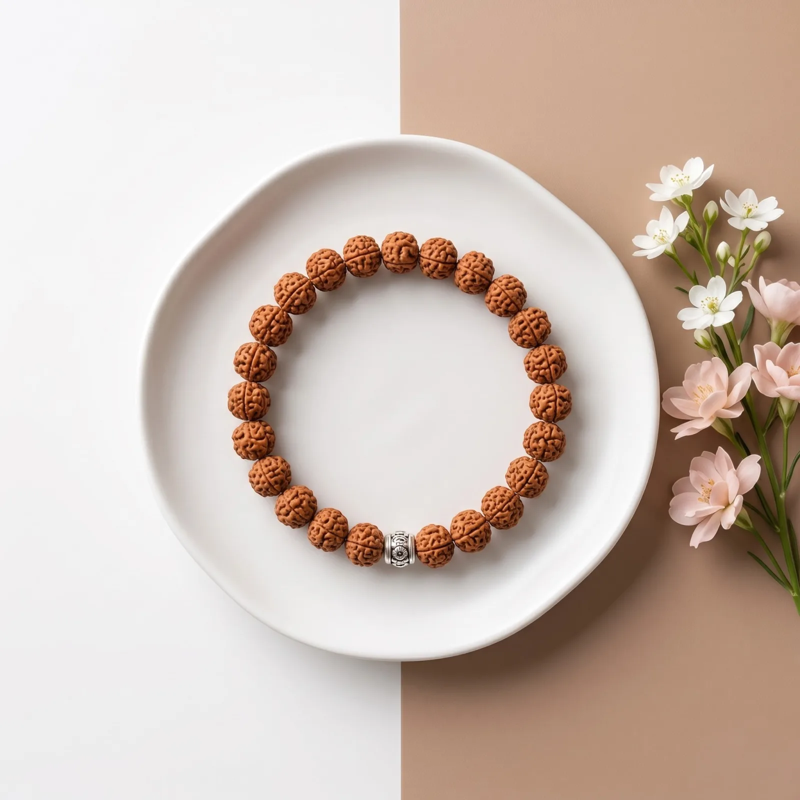 5 Mukhi Rudraksha  Bracelet 8 MM Beads
