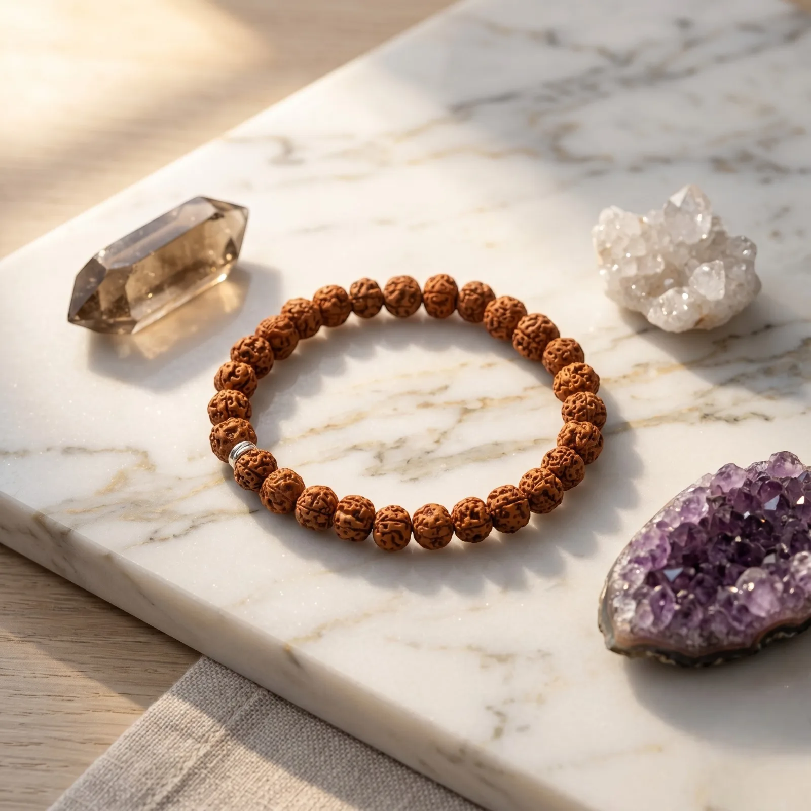5 Mukhi Rudraksha  Bracelet 8 MM Beads